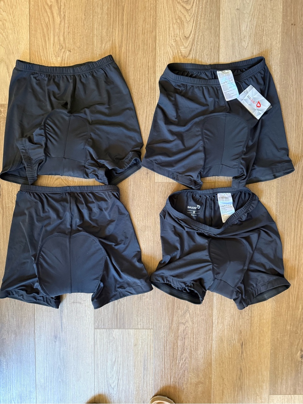 Baleaf Mens Medium Black Padded Cycling Shorts - Pack of 4